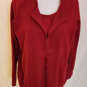 Talbots Woman dark red cardigan sweater set, size X